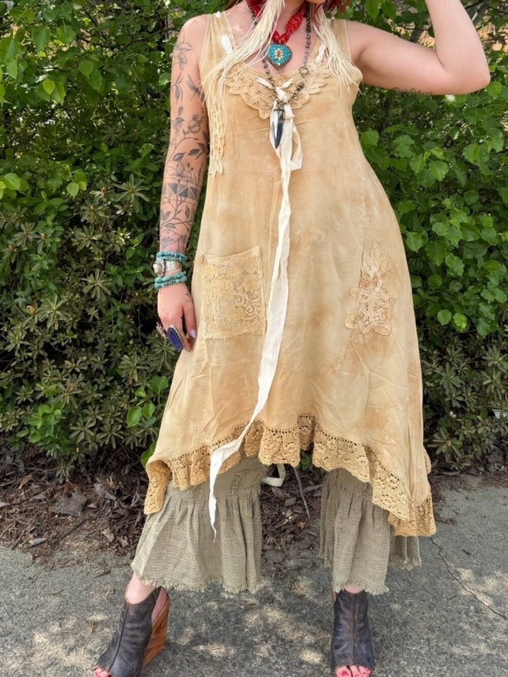 NEW Wandering Spirit Dress - Sleeveless Lace-Trim Tunic Dress